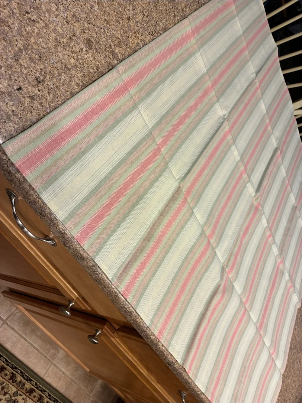 Longaberger 36” Cabana Stripe Fabric Square SMELLS MUSTY